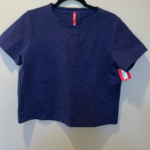 Spanx Ponte Crewneck Vented Back Tee Lapis Blue NWT Size Medium - Picture 1 of 7